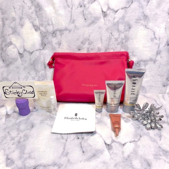 Elizabeth Arden Prevage Skincare Set-Berry Pink PouchSerumEye CreamEDT6pc-NEW